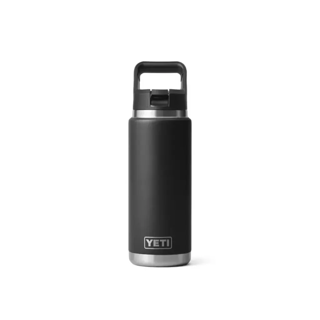 RAMBLER 26oz WATER BOTTLE WITH COLOR-MATCHED STRAW CAP (BLACK)